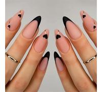 24 Pezzi Mandorla Finte Unghie Suggerimenti Francesi Prendere Le Unghie Con Decorazione Cuore Manicure Artificiale Per L'Usura Del Giornaliera Easy Nail Application