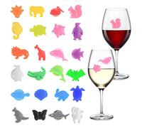 24 pezzi marcatura per bicchieri, bicchieri di marcatura in vetro, riutilizzabili, per feste di Halloween, feste di Natale, pub, bicchieri da vino, marcatura per bicchieri da champagne