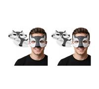 24 Pezzi Maschera Lupo Mezza Faccia in Feltro Non Tessuto, Riutilizzabile | Stile Realistico da Favola, Cuciture Stratificate ed Elastico Flessibile, per Teatro, Feste e Foto