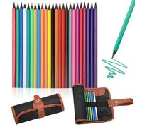 24 Pezzi Matite Colorate e Astuccio Arrotolabile, Matite Colorate per Adulti, Matitoni Colorati e Astuccio Rotolo per Scarabocchiare, Disegnare, Ombreggiare, Schizzare e Colorare (24 Colori)