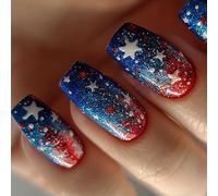 24 Pezzi Mediums Piazza Coperture Piene Unghie Finte Colorate Stick On Unghie Star Press On Manicure Forniture Per Donna