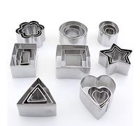 24 Pezzi Mini Formine Per Biscotti Set 8 Forme Formine Per Biscotti in Acciaio Inossidabile Stampi Per Ravioli con Stella, Cuore, Cerchio, Ovale, Triangolare, Rettangolo, Quadrato, Fiore, Per Biscotti