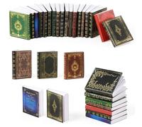 24 Pezzi Mini Libri per Casa delle Bambole, 1:12 Mini Libri Accessori, Kit Miniature Libri per Casa delle Bambole Libreria