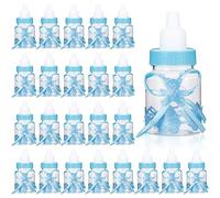 24 Pezzi Mini Scatola di Caramelle Forma di Biberon, Blu Mini Bottiglia di Caramelle Plastica per Neonato per Baby Shower Maschietto Bomboniera Battesimo