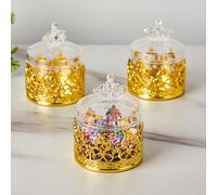 24 pezzi Mini Scatole Porta Caramelle, con accessori placcati in oro a forma di corona e cigno, coperchio trasparente, adatte per matrimoni/compleanni/rivelazione del sesso/feste di nozze/festività, c