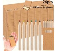 24 pezzi Mini Set di Matite a 6 Colori - Dimensione Matita 8,9 cm, Leggero e Facile da Tenere, Struttura Compatta, Matite Pre-Temperate, Ideale per Creazioni Artistiche, Artigianato, Forniture Scolast