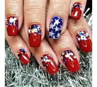 24 pezzi modelli patriottici da spingere le unghie per il giorno dell'indipendenza Coperture complete acriliche artificiali manicure decorazioni a tema vacanza chiodo