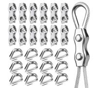 24 Pezzi Morsetto Duplex M4 Fermacavo Acciaio con Ditale,Morsetti per Cavi 4 mm,Metalliche per Corda D'acciaio in Acciaio Inox,Serracavo Morsetto per Fune per Fili Stendibiancheria 2-3 mm
