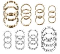 24 Pezzi Moschettone Rotondo 13/16/19/25mm Moschettoni Anelli per Borse Uncinetto Clip Scatto Molla Rotonda Gancio Fibbia Portachiavi-O per Portafogli Borsetta Bagagli Cinghie Artigianato Argento&Oro