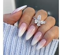 24 pezzi Nuove Unghie finte a forma di mandorla sfumate rosa per migliorare il tuo stile per l'uso quotidiano + 1 pezzo Limetta per Unghie + 1 pezzo Colla jelly unghie su fornitura di unghie Blocchi d