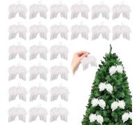 24 pezzi Ornamenti ad ala d'angelo - Plume naturale Plume Bianco Decorazione dell'albero di Natale - Decorazione di feste artigianali fai -da -te Ornamenti di Natale bianchi