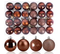 24 Pezzi Palle di Natale Marrone 4CM Palle per Albero di Natale, Bauble Plastica Palle e Palline per L'Albero Impostare Ornamento Dell'Albero per la Decorazione dell'albero di Natale