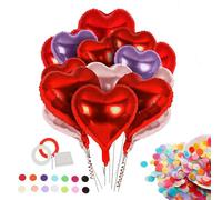 24 Pezzi Palloncini a Cuore Rossi 18-24 Pollici, 3000 Confetti Cuore, Decorazioni per Matrimoni San Valentino Compleanno Fidanzamento Anniversario