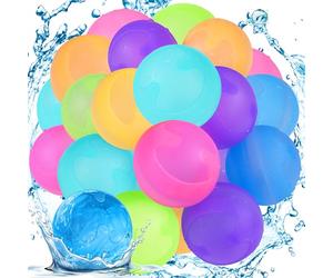 24 Pezzi Palloncini D'acqua Riutilizzabili, Gavettoni Riutilizzabili | Palloncini D'acqua Autosigillanti e Riempimento Rapido, Pallone D'acqua Non Magnetico per All'aperto, Giardini,Spiaggia Feste