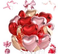 24 Pezzi Palloncino Foil Cuore, 18 Pollici, Rosso/Rosa/Oro Rosa, Palloncini Cuore Colore, Palloncini elio a forma di cuore per Compleanni, Anniversario Matrimonio, San Valentino, Matrimoni