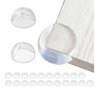 24 Pezzi Paraspigoli per Bambini in Gomma Morbida, 2 Misure Angolari Tonde Grandi e Piccole, Protezioni Trasparenti per Mobili e Muro