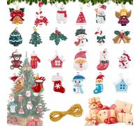24 Pezzi Pendenti Ciondoli Natalizi, Resina Miniature Decorazioni Albero di Natale Charm Smaltato, Mini Decorazioni Natalizie del Pendente per Gioielli Fai Da Te, Orecchini, Portachiavi, Regali