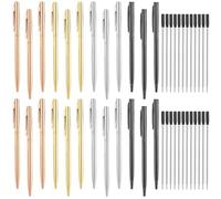 24 Pezzi Penne a Sfera in Metallo, Penna a Sfera Nere 1,0mm con 24 Refill di Inchiostro Nero, Twist Inchiostro Nero Penna Sfera, Sottili Oro Penne Biro Nero per L'insegnante di Ufficio-4 Colore