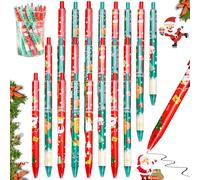 24 Pezzi Penne a Sfera Retrattili con Inchiostro Gel Natalizio, Penne Natalizie Retrattili, 0.5 mm Penne Gel Nere, Penna a Sfera Natalizia, Regali di Natale per Studenti, Bambini