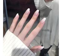 24 pezzi per bara di media lunghezza Press on Nails Nude Ombre unghie artificiali ballerina da incollare, set di punte per unghie acriliche da donna primavera estate accessori per unghie