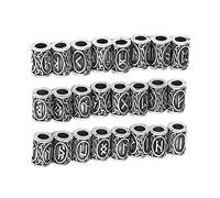 24 Pezzi Perline per Barba per Capelli Lega Modelli Unici Perline Intrecciate per Capelli Vintage Accessori per Dreadlocks, Perline per Tubo per Capelli Fai-te Accessorio per Gioielli(D'argento)