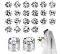 24 Pezzi Pesi Velo Matrimonio Diamanti Magnetici, Eleganti Strass Cristalli Magneti Hijab per Vestiti Sciarpe Donne Ragazze Abiti da Sposa Cattedrale Abito da Sposa Accessori Velo