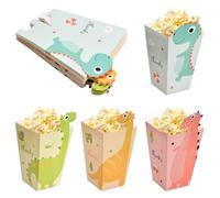 24 Pezzi Piccolo Scatole di Popcorn, Contenitori di Popcorn con Dinosauro, Sacchetti Carta per Popcorn, Cestino di Carta per Popcorn, Porta Pop Corn in Cartone per Compleanno Matrimoni Festa Cinema