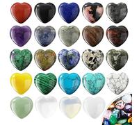24 Pezzi Pietre Cuore Cabochon, 20mm Pietra Naturale a Forma di Cuore, Pietra di Quarzo a Forma di Cuore, Pietra e Cristallo Cuore per la Guarigione Energetica dei Chakra, Il Reiki, Decorazione
