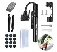 24 Pezzi Pompa Bicicletta Set, Pompa per Bicicletta, Pompa Portatile con Toppa Rotonda, Leva in Metallo, Leve per Pneumatici, Scatola di Immagazzinamento per Mountain Bike e Bici da Strada