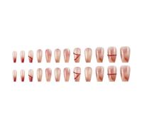 24 pezzi Press On Nails Short Ballet Finto Nail Stick On Nails 12 Size 24 pezzi French Nail Tips per nail art decorazione fai da te