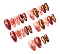 24 pezzi Pressa di Natale sulle unghie Aesthetic Snowflake Woth Press Press on Nails Reusibile Ampiaggio di lunga durata per donne in breve