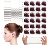24 Pezzi Retine Chignon con Bordo Elastico, Retina per Danza 10 Forcine U, 50cm Invisibili - Caffè
