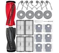 24 Pezzi Ricambio per Roborock Saros 10R/Saros 20/Qrevo Edge 2/CurvX/Curv 2 Pro/Curv 2 ProX, 2 Spazzola Principale, 4 HEPA Filtro, 6 Sacchetti, 4 Panno, 6 Spazzola Laterale