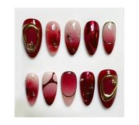 24 Pezzi Romantic Star Gradient Blue French Style Gold Moon Disegni Stampa Sulle Unghie Unghie Finte Di Mandorla Dolce Per Le Donne Decorazioni Per Manicure(Y6)