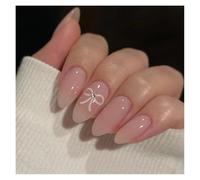 24 Pezzi Rosa Nuvola Stella Luna Stampa Acrilica Sulle Unghie Mandorla Indossabile Copertura Completa Unghie Finte Kit per manicure(Y11)