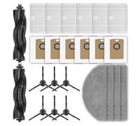 (24 Pezzi) RV30 Max Plus Ricambi per Robot Aspirapolvere Tapo RV20 Max Plus, 2 Spazzole a Rullo, 6 Spazzole Laterali, 6 Filtri HEPA, 6 Sacchetti per la Polvere, 4 Panni per Mop, Kit Accessori