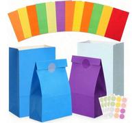 24 pezzi Sacchetti di carta per festa a forma di macaron grande da 8 pollici, sacchetti regalo in carta pastello, borse per caramelle colorate, buste per feste, sacchi per biscotti, regali per addio a