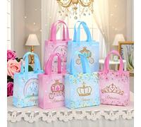 24 pezzi Sacchetti regalo per festa di principi e principesse con manici, sacchetti per dolcetti, caramelle e regali per festa di genere, festa di nascità, matrimonio 12 pezzi colori misti,24 pezzi co