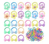 24 Pezzi Scarpe Fiori Anelli E 100 Pezzi Di Peli Colorati, Accessori Per Capelli A Coda Di Cavallo Dolce, Semplici Corde Per Capelli Elastici, Decorazioni Per Acconciature.