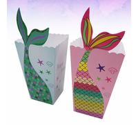 24 pezzi Scatole per popcorn a forma di sirena Contenitori per popcorn creativi