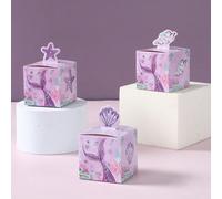 24 pezzi Scatoline regalo mini a tema sirena viola, decorazioni per feste a tema sirena, rivelazione del sesso sott'acqua, compleanni, matrimoni, feste di famiglia, adatte come regali per la festa del