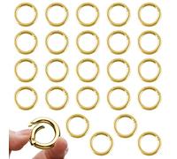 24 Pezzi Scatto Molla Rotonda, VEGCOO Anello Portachiavi 28mm Anelli Aperti, Moschettoni a Innesco Gancio Fibbia Portachiavi-O per Zaini, Portafogli, Bagagli Cinghie, Artigianato (Oro)