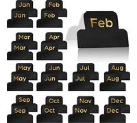 24 Pezzi Schede Adesive Schede Mensili Accessori di Design Adesivi per Pianificatore Scheda Indice Mensile Decorativa per Organizzazioni di Pianificatori di Studio per Ufficio (Nero)