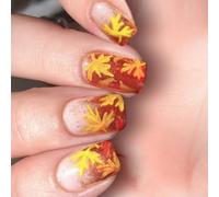 24 Pezzi Scintillante Premere Su Unghie Punte Foglie D'acero Breve Look Europeo Manicure Arte Artificiale Unghie Set Europeo Manicure Scintillante Premere Sull'unghia