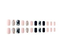 24 pezzi scintillanti coperture complete stick on unghie artificiali invernali unghie finte quadrate petali premere sulle unghie per donna