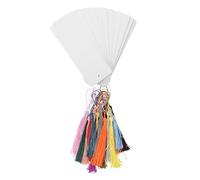 24 Pezzi Segnalibro in Carta Bianca con Nappina, Cartoncino | Souvenir e Scuola, Accessorio con Nappina, Adatto a Studenti e Scrittori, per Appunti e Progresso Colore Casuale