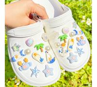 24 pezzi Serie Oceano Blu Accessori per scarpe, adatti per scarpe, sandali, ciabatte, decorazione fai-da-te, ottima scelta regalo Tagli UnicaAnimaleABS