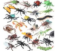 24 pezzi Set di modellini di insetti e animali realistici, inclusi farfalla, formica, libellula, mantide, ape, scorpione, ragno, cicala, mosca, scarafaggio, giocattolo educativo per bambini. Regalo pe