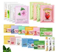24 Pezzi Set Idratante per il Viso, Maschera Viso Ragazza, Maschere Viso in Tessuto Coreane, Cerotti Oculari per Occhiaie Scure, Patch Occhi, Lip Masks, Set Skin Care Ragazza Donne