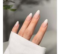 24 pezzi / set Nuova arrivo Gradient Pink Mandorla false unghie lshaped per migliorare il tuo fascino per l'uso quotidiano con 1 lima per unghie + 1 colla in gel incluso press on unghie Forniture per 